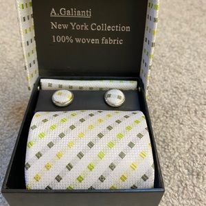 Tie, Handkerchief, and Cuff Links set